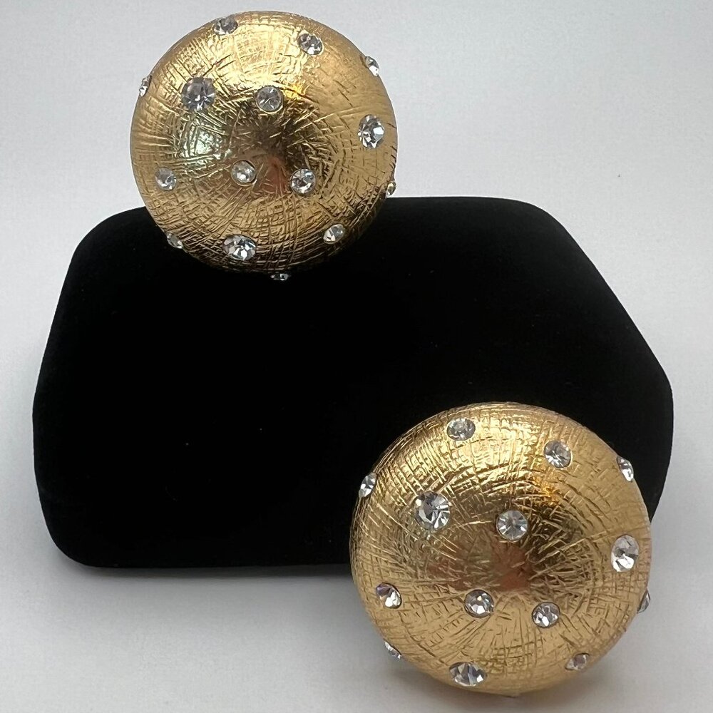 Christian Dior Swarovski Polka Dot Dome CLIP Earrings